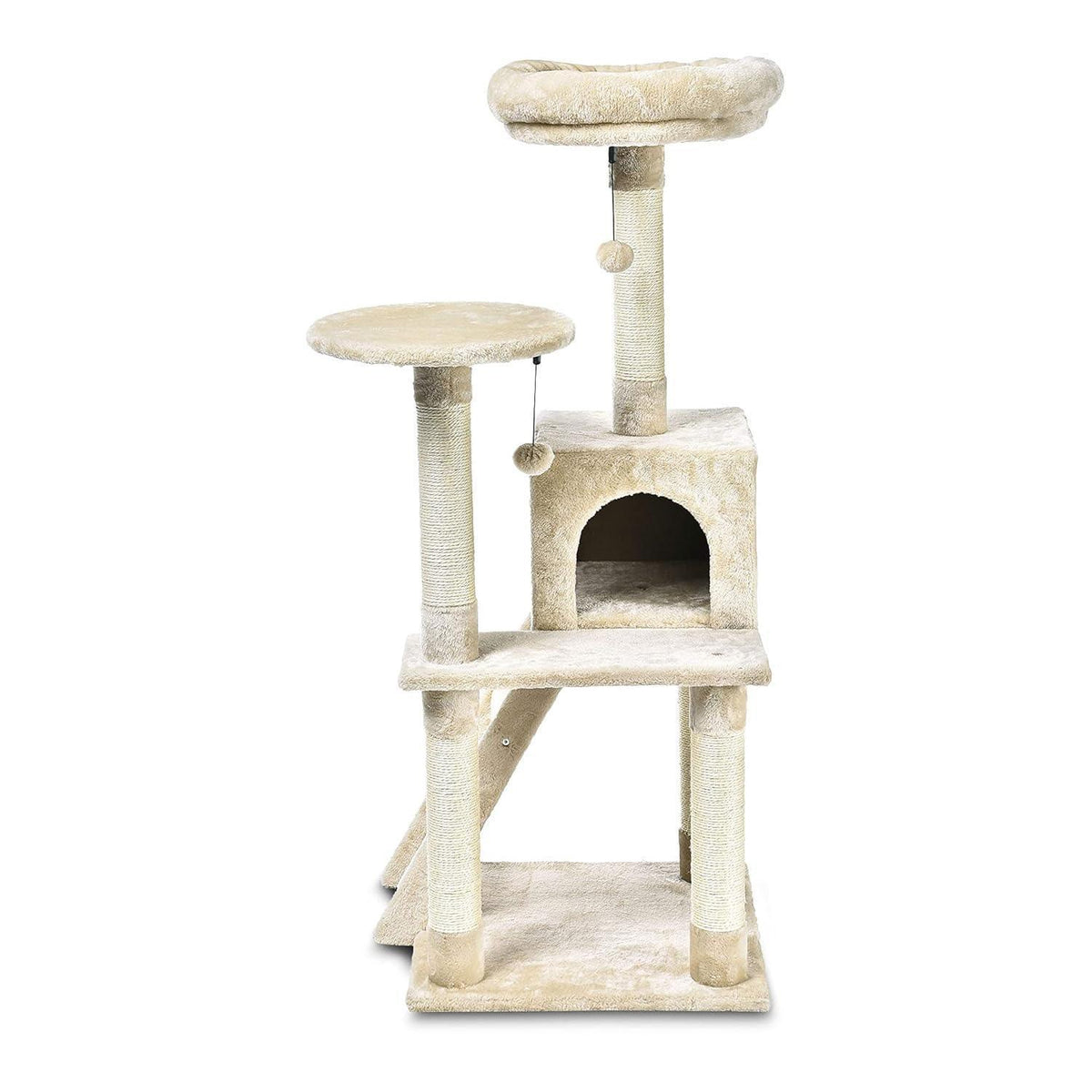 Zigly Lifestyle ZL Celeste beige cat tree with scratching post, condo, and platforms