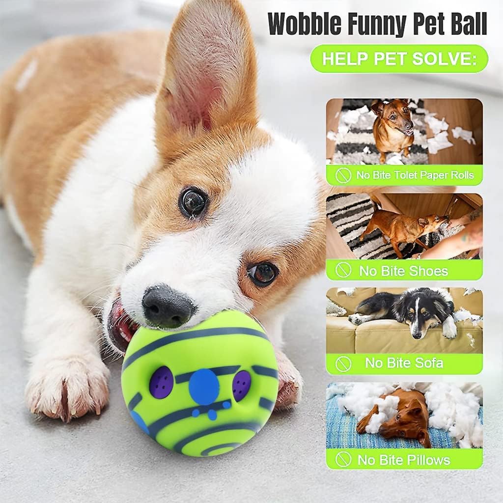 Zigly wobble funny pet ball toy with corgi dog chewing, prevents biting toilet paper rolls, shoes, sofa, pillows