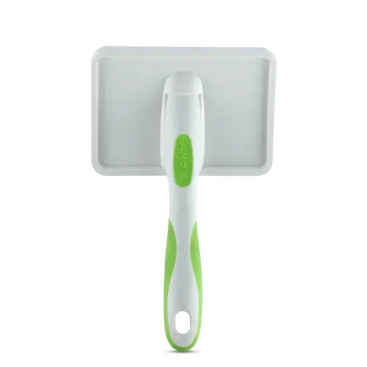 Zigly lime green slicker brush for pet grooming, white handle for dogs and cats