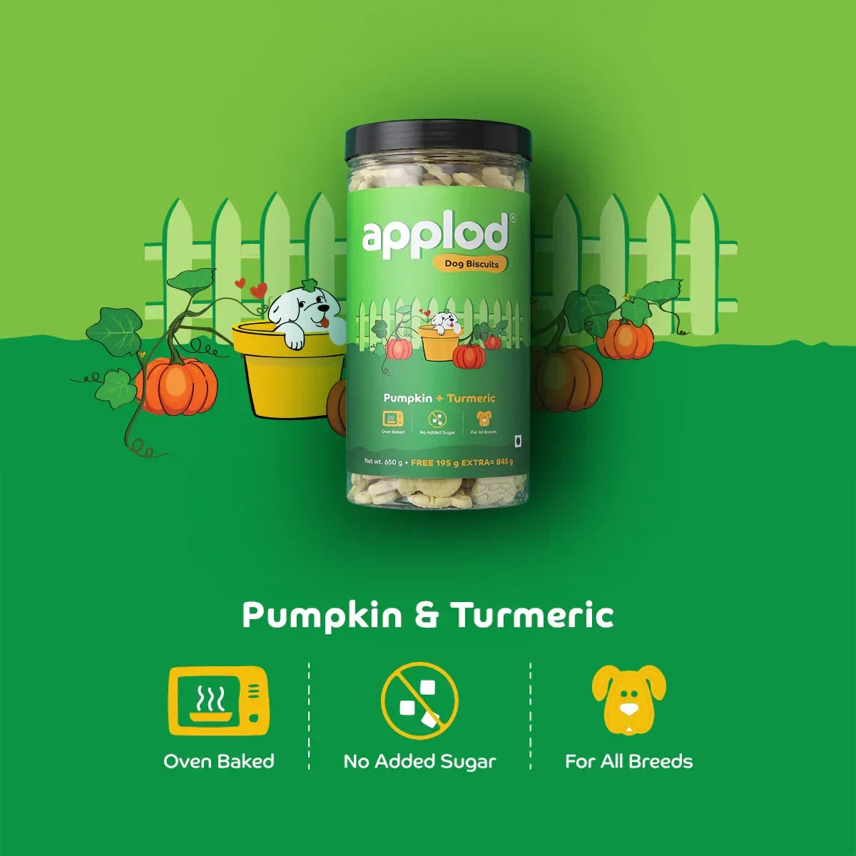 Applod Pumpkin Dog Biscuit with Turmeric - 25g (Sample) - Zigly