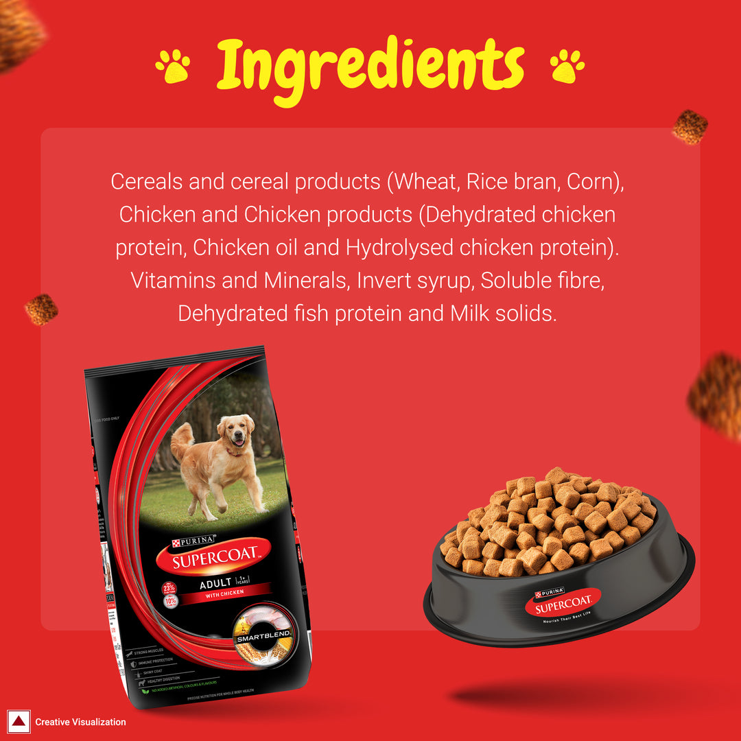 PURINA SUPERCOAT with Chicken Adult (1+ Years) All Breed Dry Dog Food - 2.5kg - Zigly