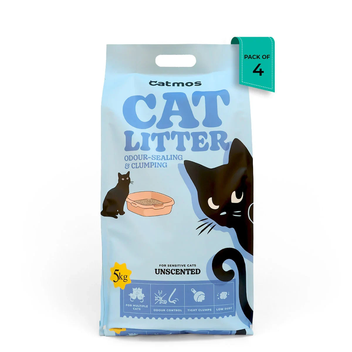 Catmos Odour Sealing Clumping Cat Litter  Unscented, 5kg - Zigly