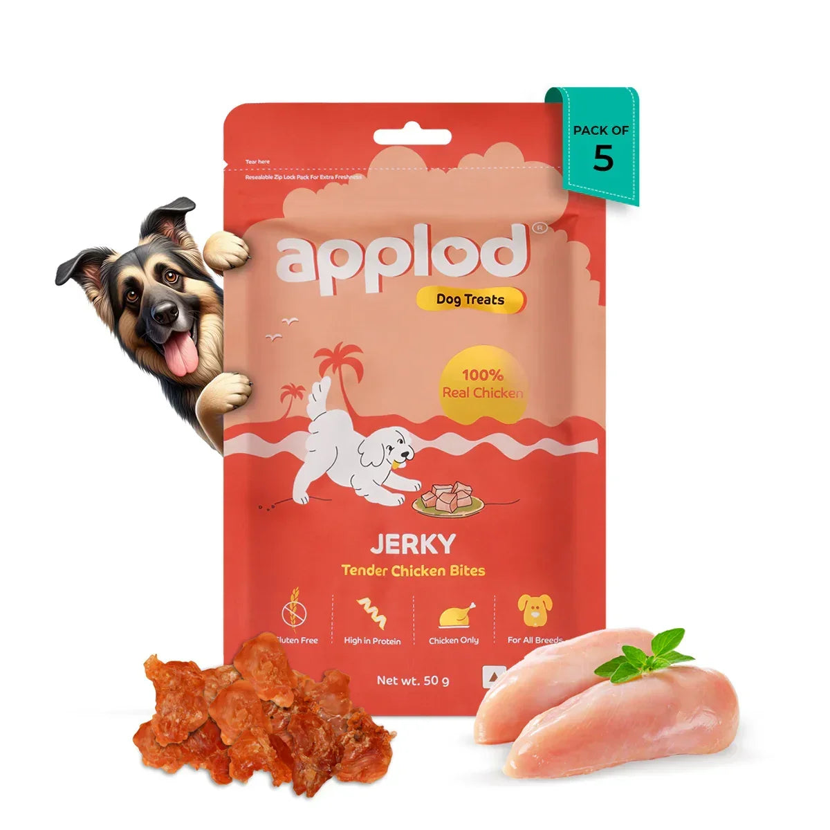 Applod Tender Chicken Jerky Bites Dog Treat 50g Zigly