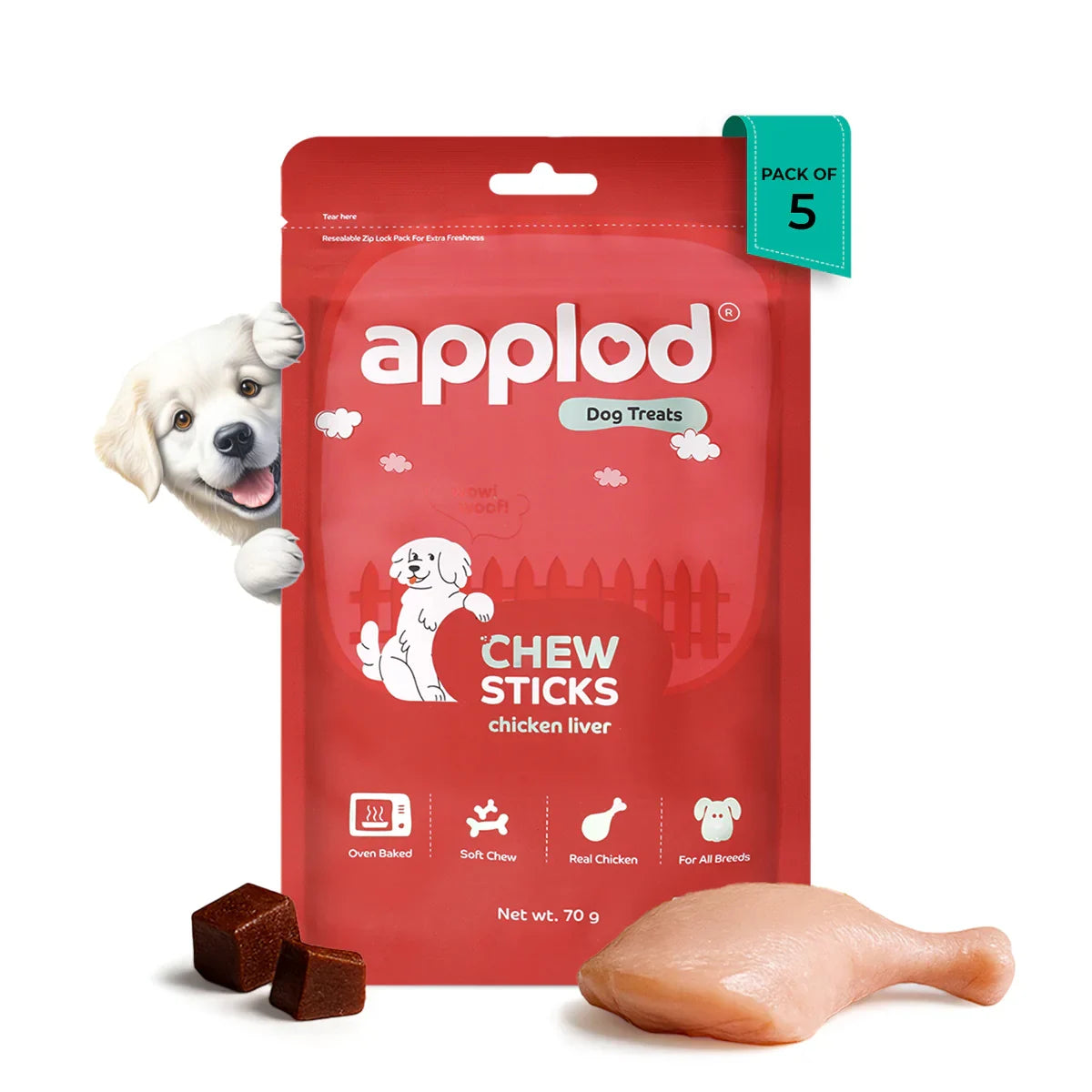Applod Soft Liver Chew Sticks Dog Treat - 70g - Zigly