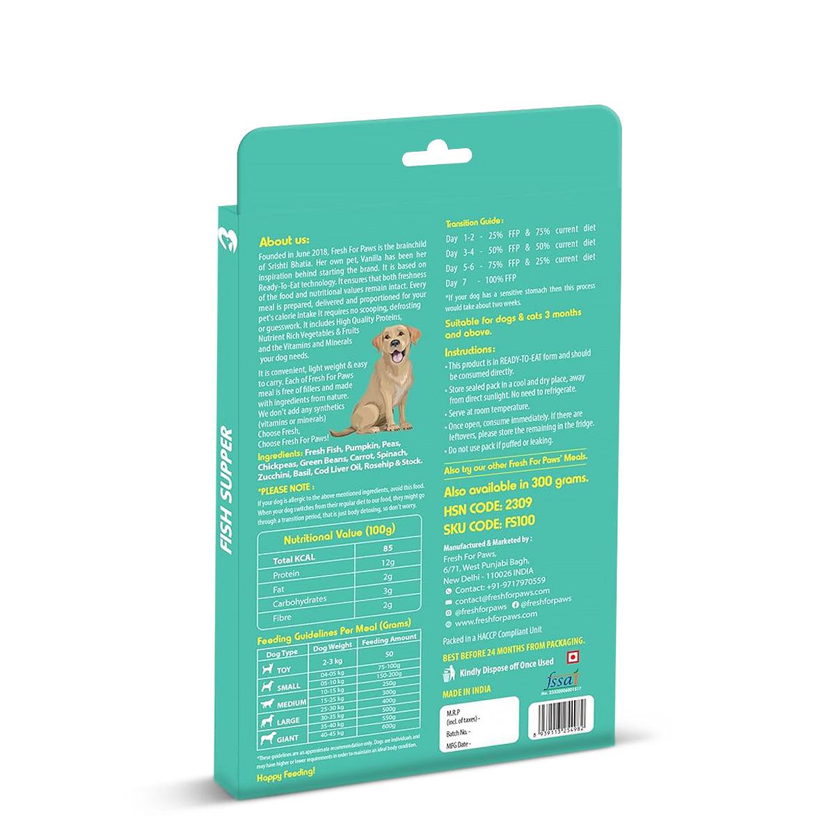 Fresh For Paws Fish Supper Fresh Dog Food - All Breed Adult - Zigly