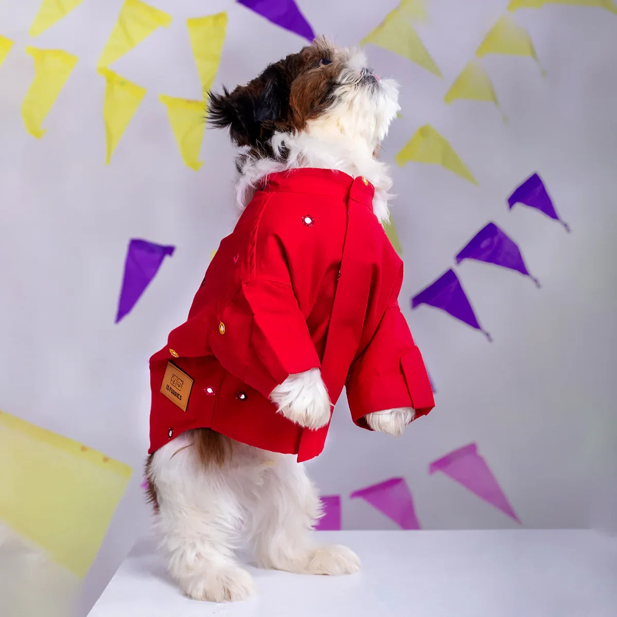 Furries Mirror Work Electric Red Kurta For Dogs - Zigly