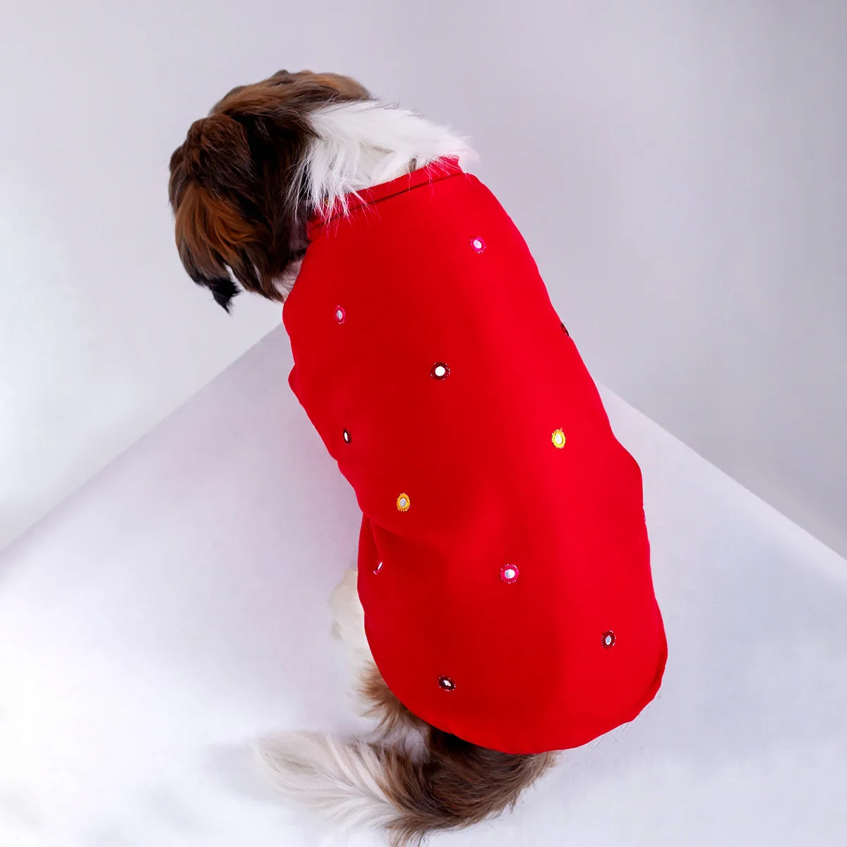 Furries Mirror Work Electric Red Kurta For Dogs - Zigly