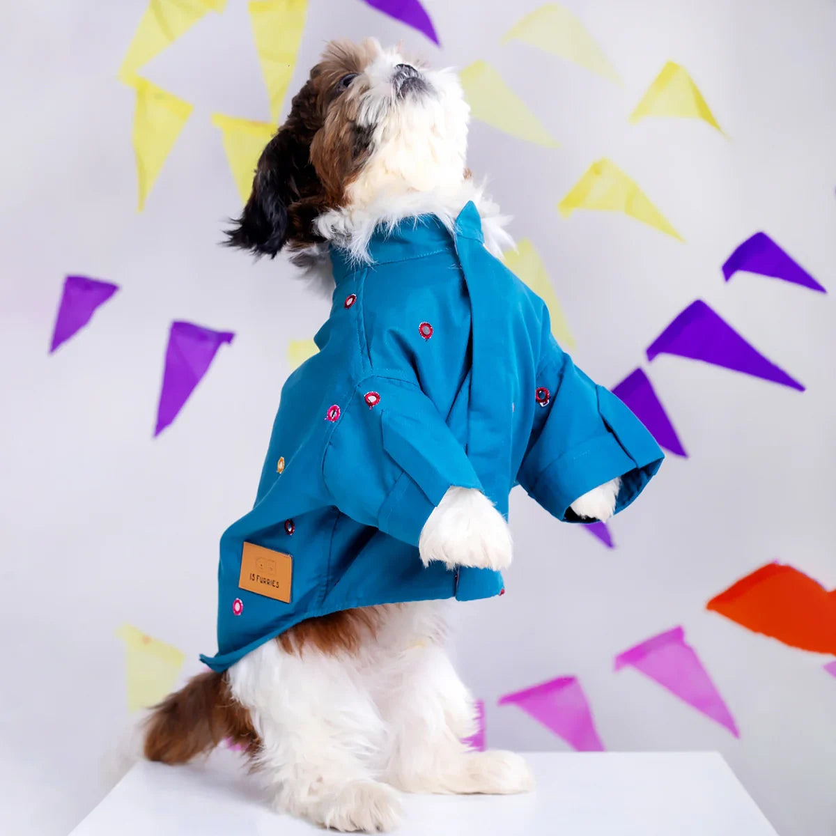 15 Furries Mirror Work Teal Blue Kurta For Dogs - Zigly