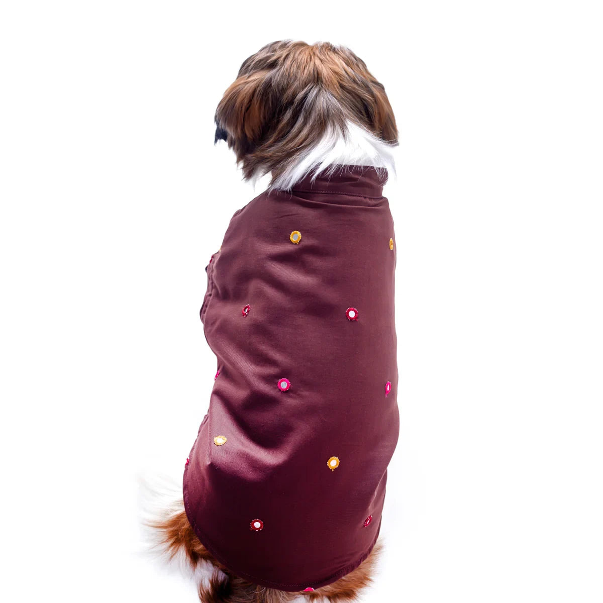 15 Furries Mirror Work Chocolate Brown Kurta For Dogs - Zigly