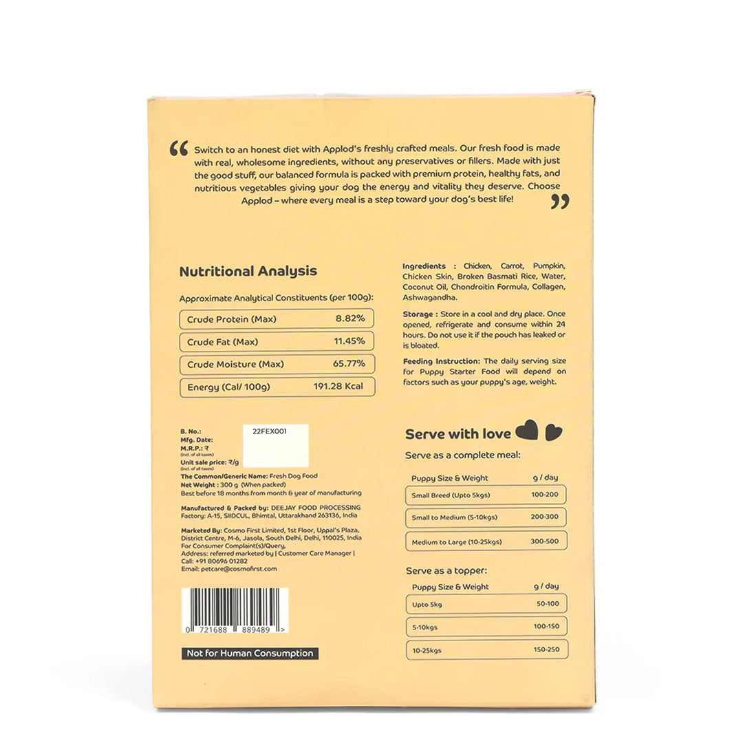 Applod Chicken Mash For Puppies Fresh Dog Food - Zigly