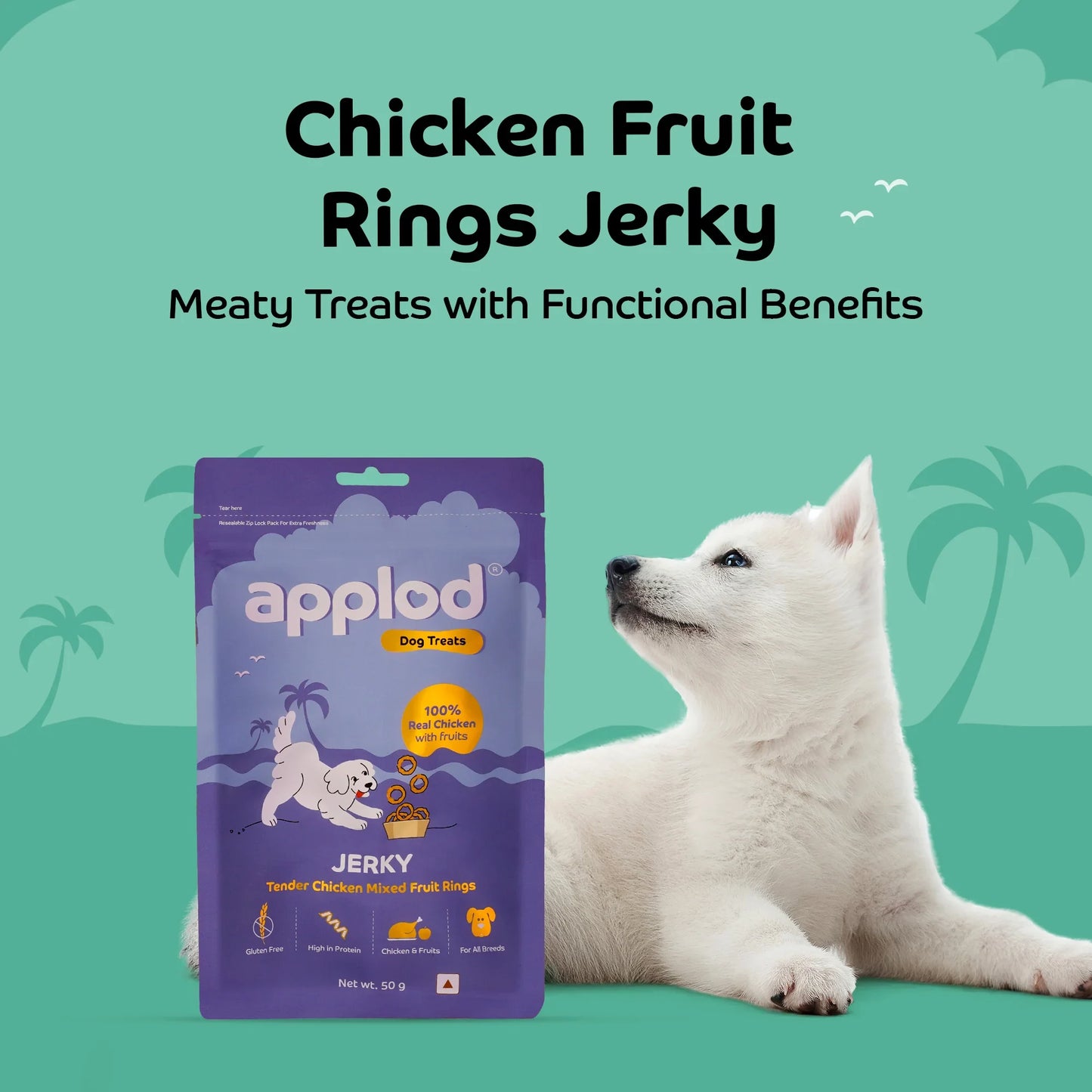 Applod Tender Chicken Mix Fruit Rings Dog Treat - 50g - Zigly
