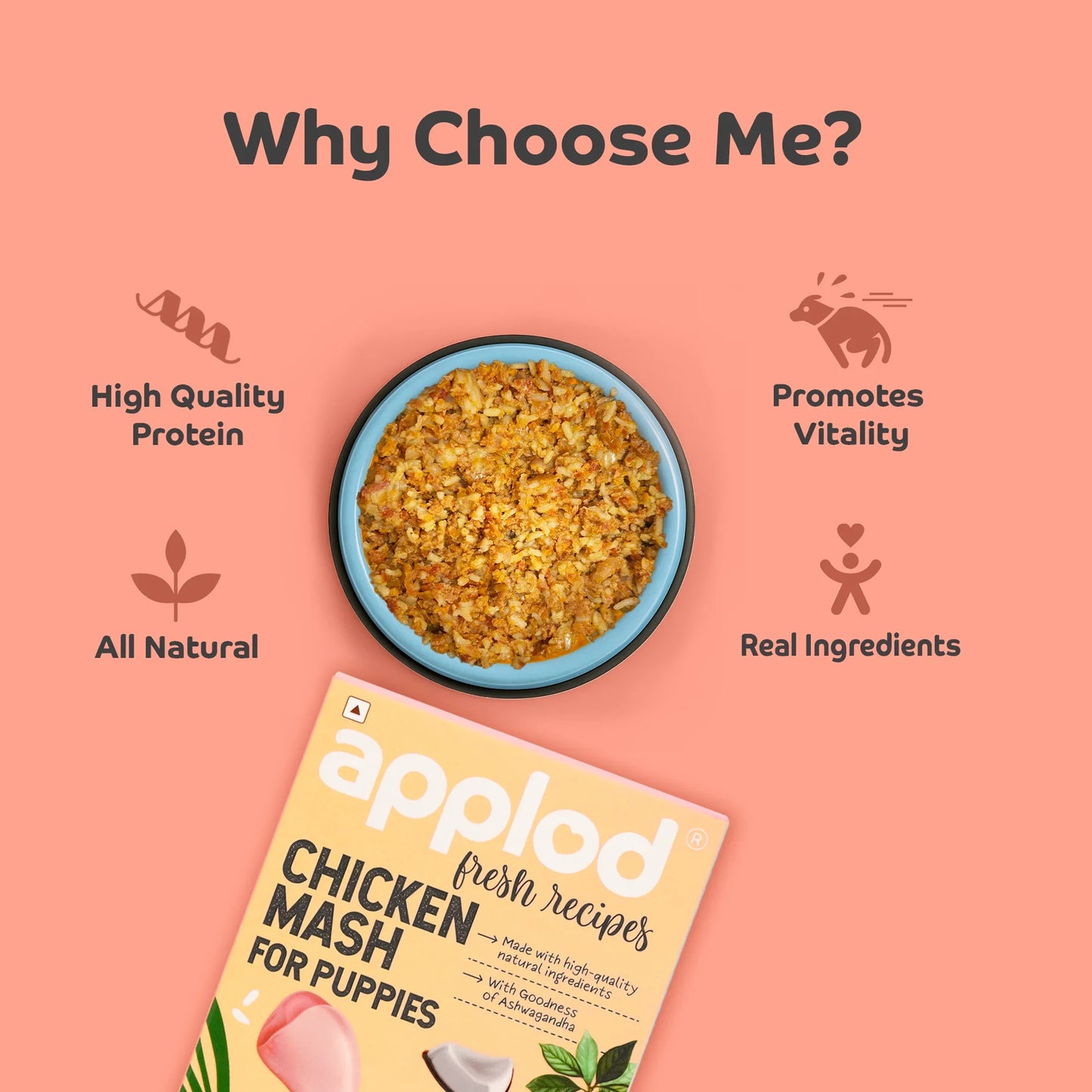 Applod Chicken Mash For Puppies Fresh Dog Food - Zigly