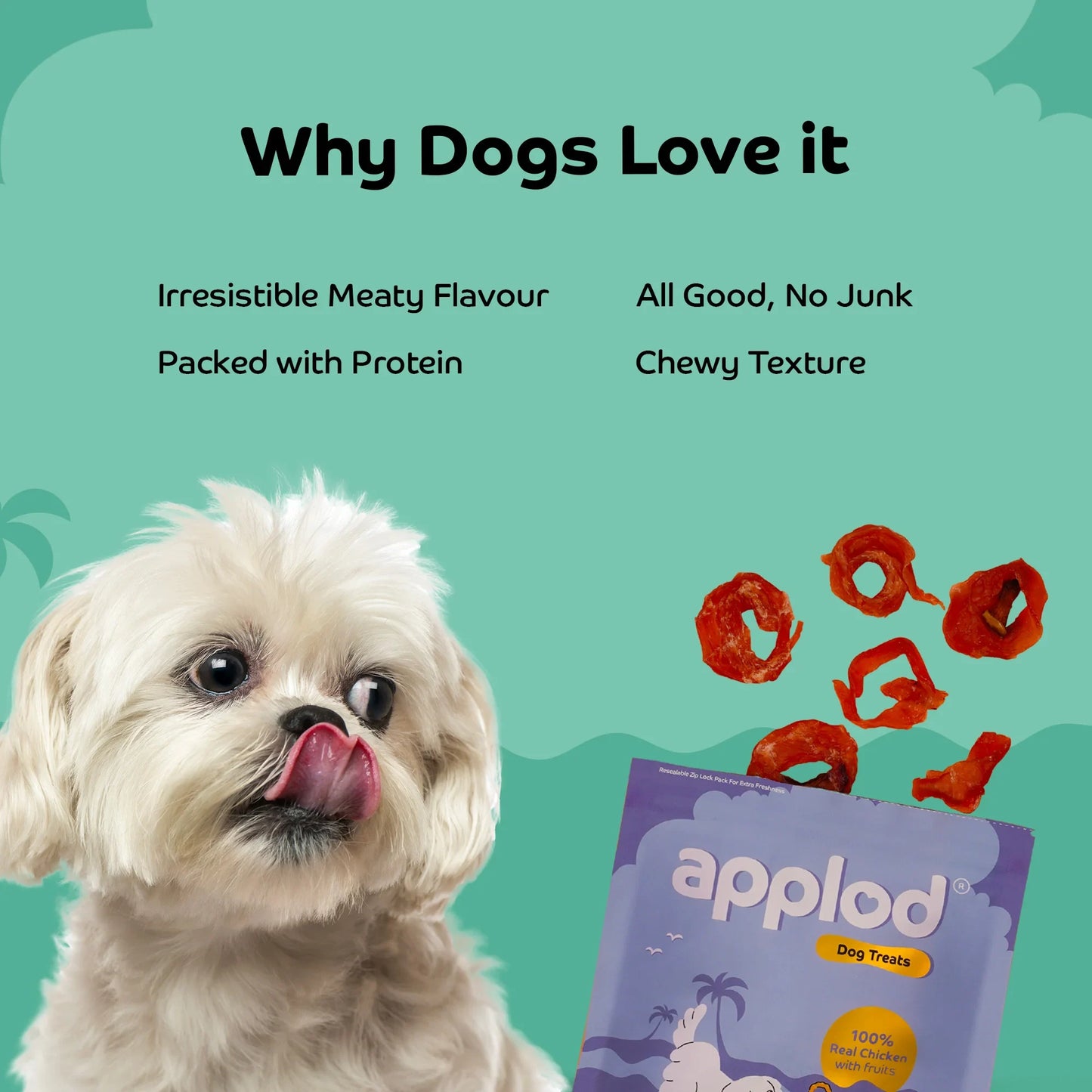 Applod Tender Chicken Mix Fruit Rings Dog Treat - 50g - Zigly