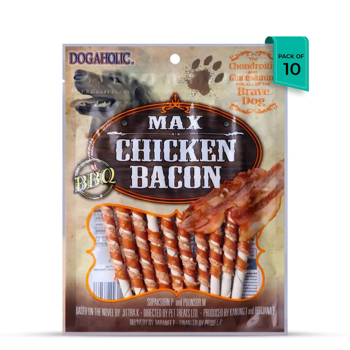 Dogaholic BBQ Max Chicken Bacon Sticks Dog Treats - Zigly