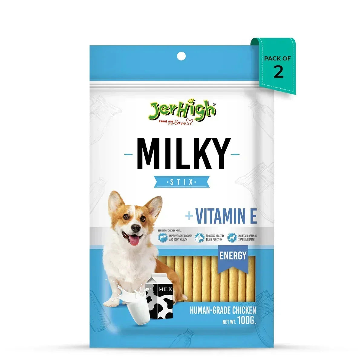 JerHigh Milk Stix Dog Meaty Treat - 100g - Zigly