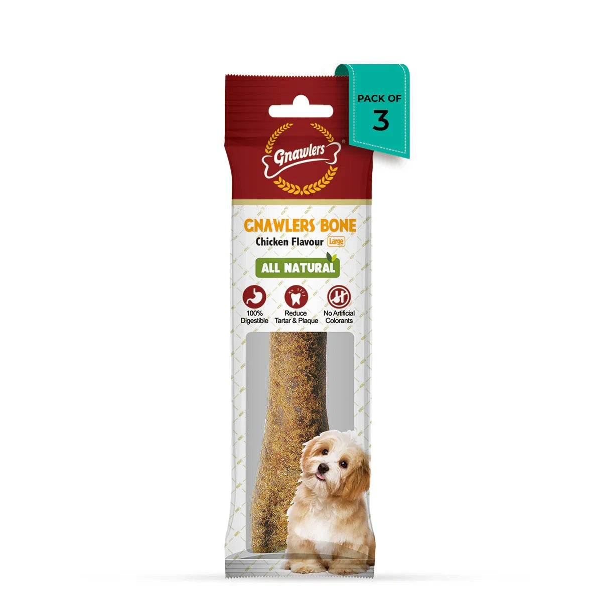 Gnawlers Bone Chicken Flavour Dog Dental Treats Large - 265g - Zigly