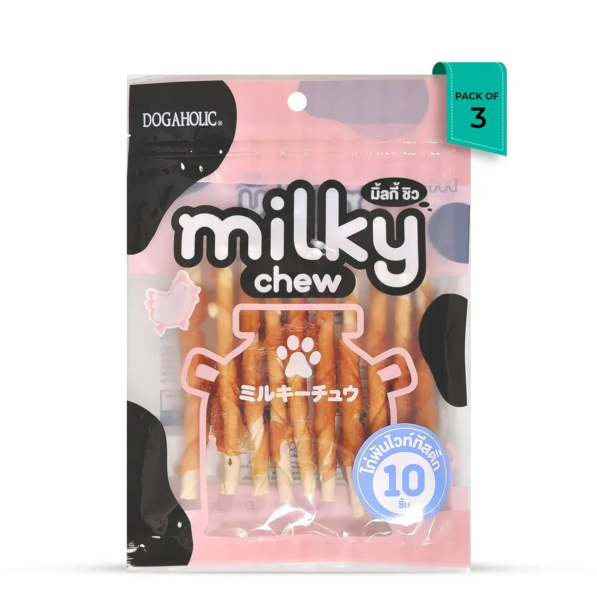 Dogaholic Milky Chew Chicken Stick Dog Treat - 10 pieces - Zigly