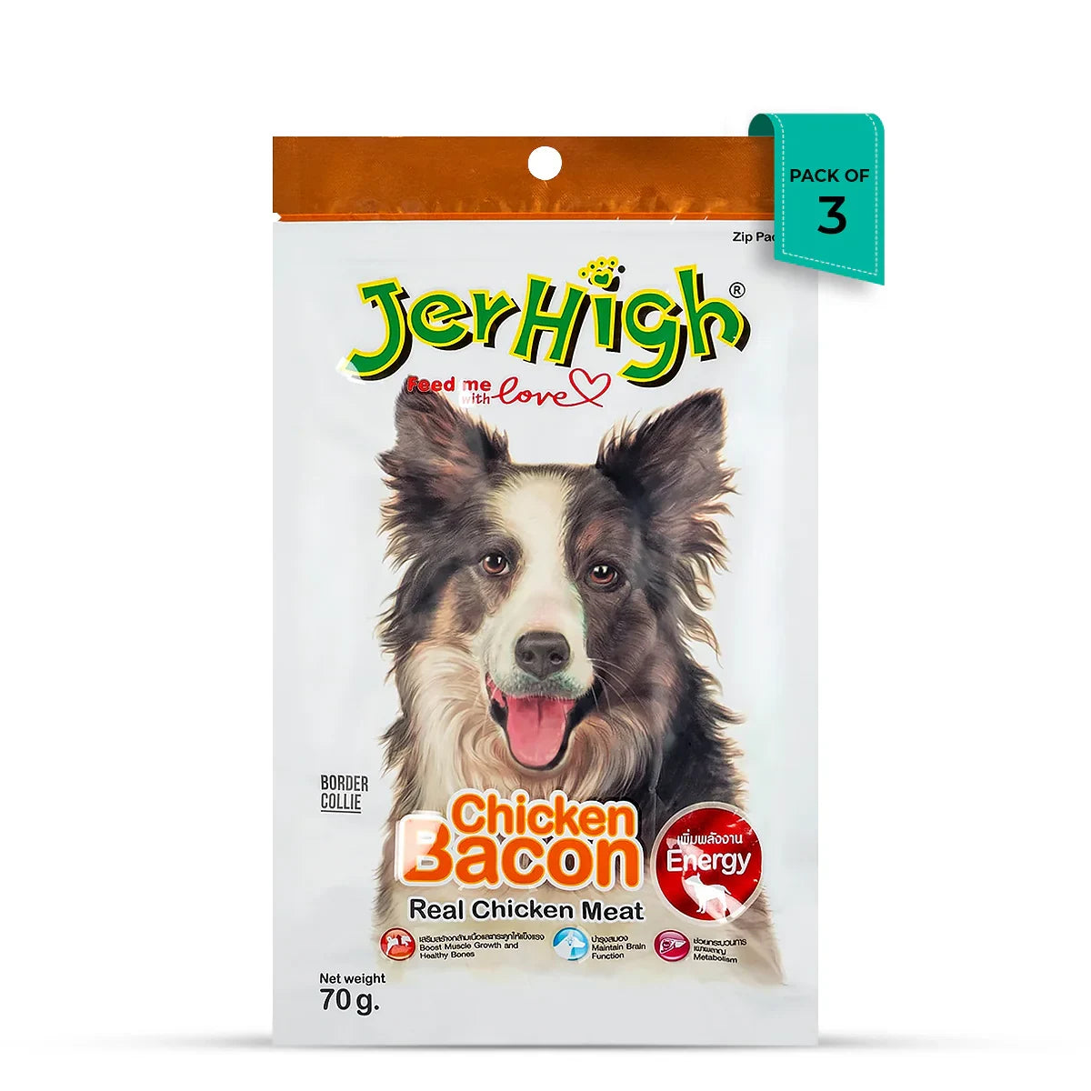 JerHigh Chicken Bacon Dog Meaty Treat - 70g - Zigly