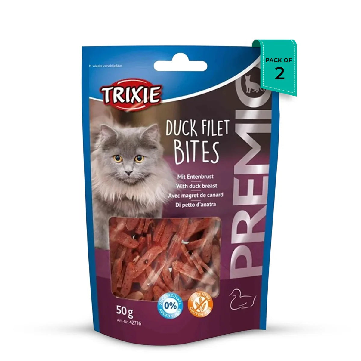 Trixie Premio Duck Filet Bites Cat Treat - 50g - Zigly