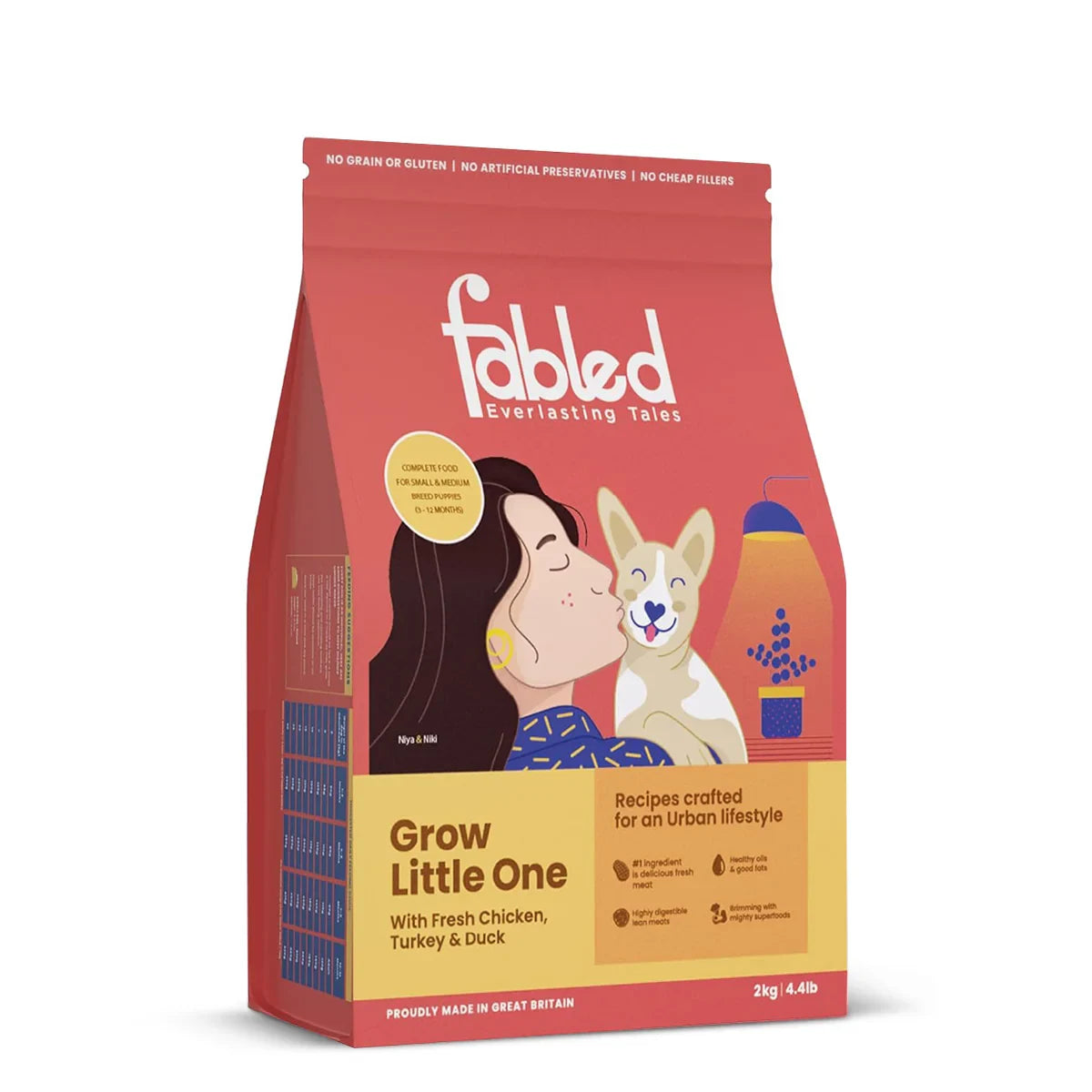 Fabled Grow Little One With Fresh Chicken, Turkey And Duck Dry Dog Food - Small & Medium Breed Puppy - Zigly
