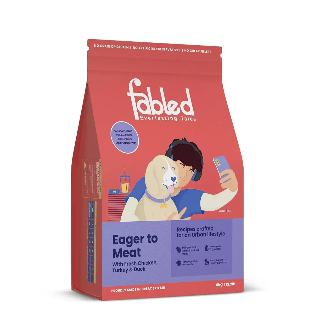 Fabled Eager to Meat With Fresh Chicken, Turkey & Duck Dry Dog Food - All Breed Adult - Zigly