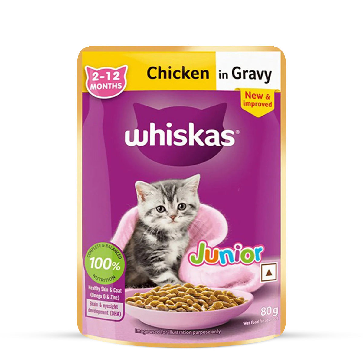 Whiskas Chicken in Gravy Wet Cat Food - All Breeds Kitten (2-12 months) - Zigly