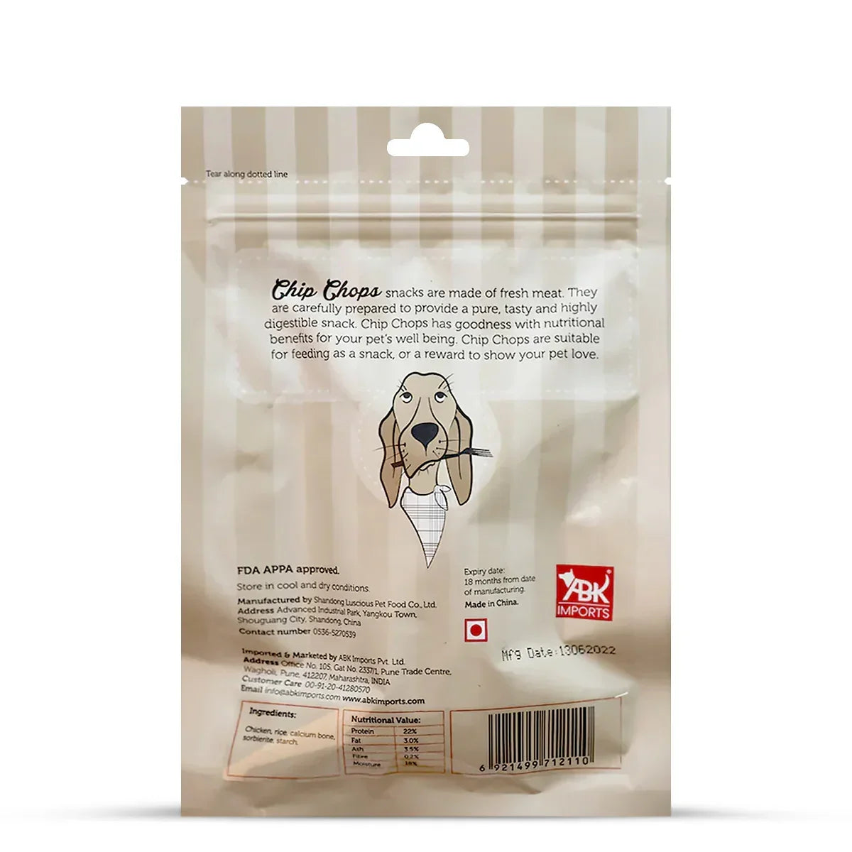 Chip Chops Chicken & Calcium Bone Dog Meaty Treat - 70g - Zigly