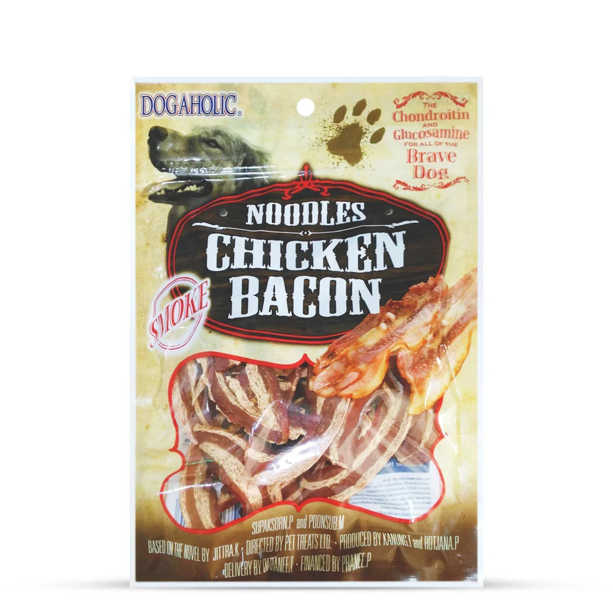Dogaholic Noodles Smoked Chicken Bacon Strips Dog Meaty Treat - 130g - Zigly