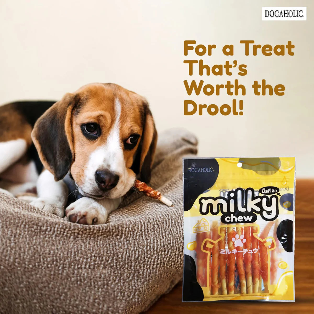Dogaholic Milky Chew Cheese & Chicken Sticks Dog Treat - 10 pieces - Zigly