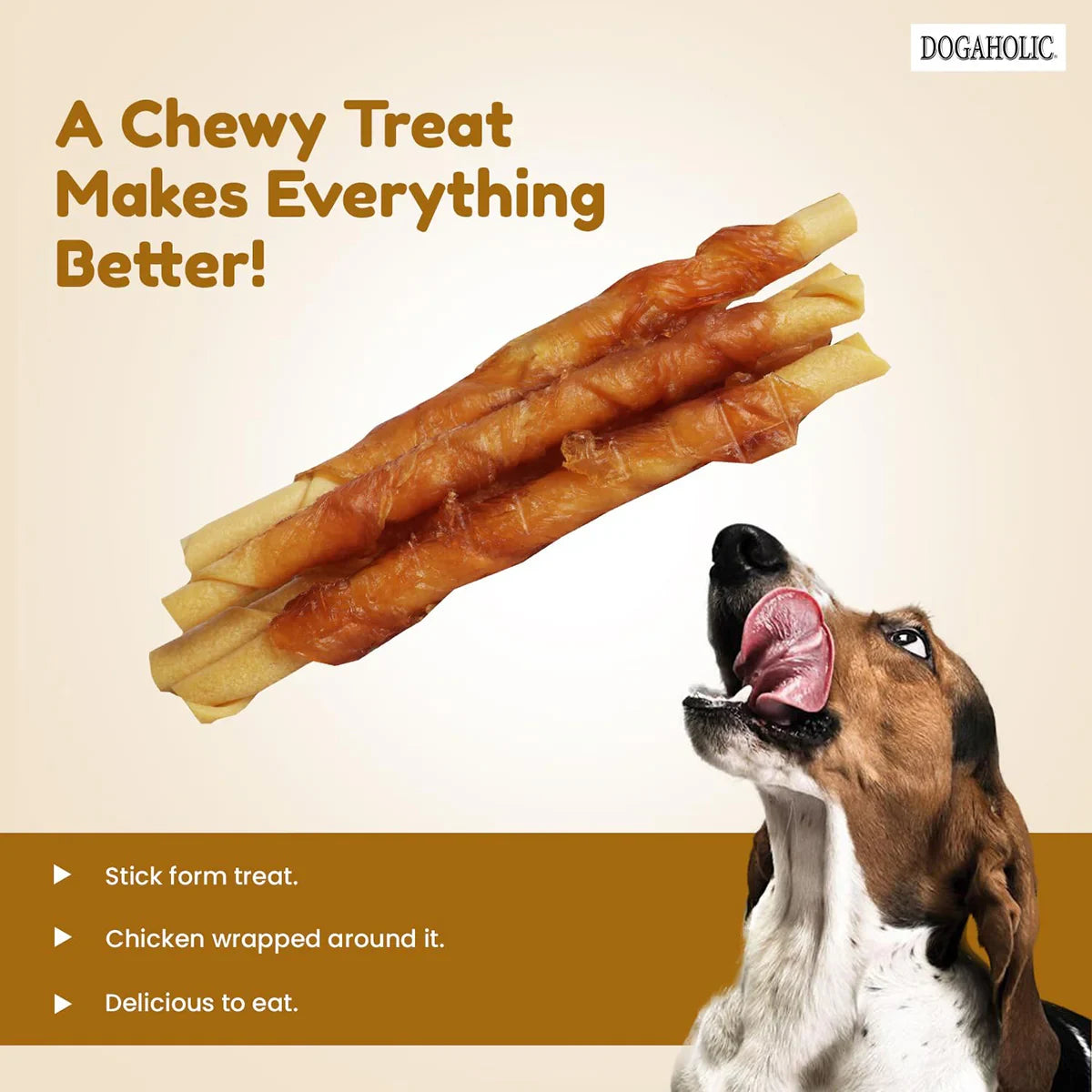 Dogaholic Milky Chew Cheese & Chicken Sticks Dog Treat - 10 pieces - Zigly
