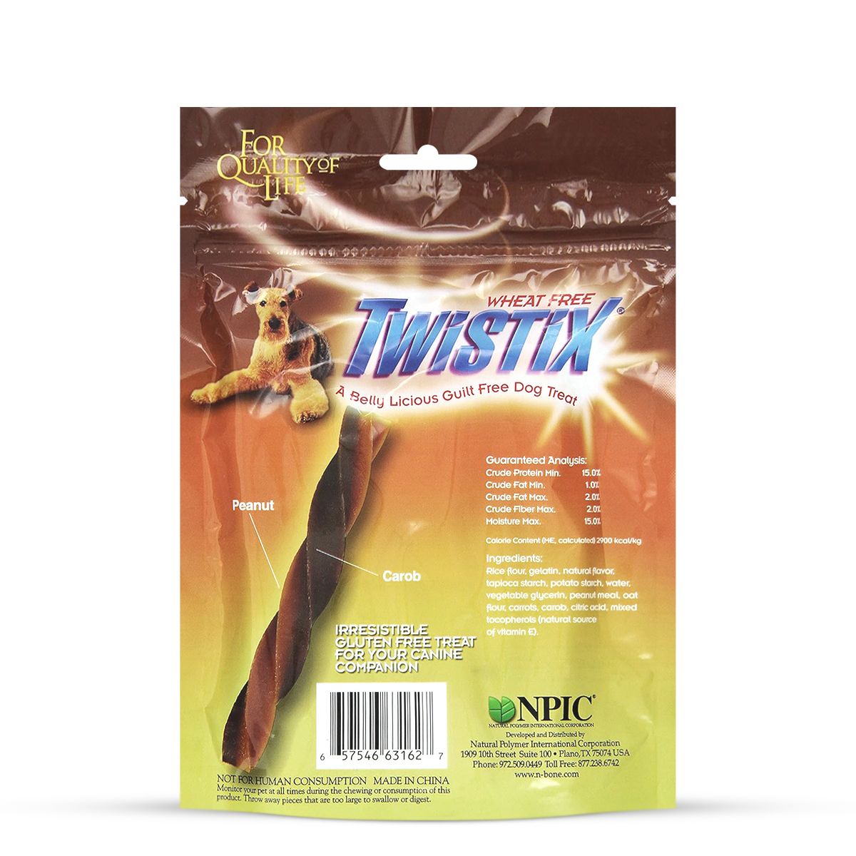 NPIC Twistix Peanut & Carob Flavor Dog Dental Treat - 156g - Zigly