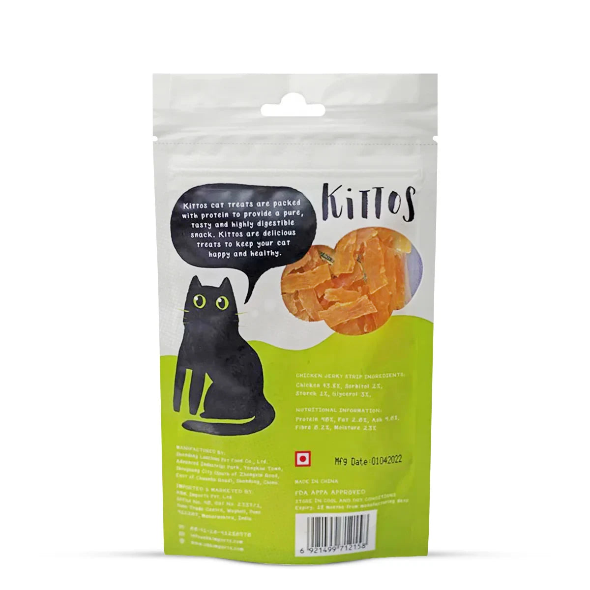 Kittos Chicken Jerky Strips Cat Meaty Treat  35gm - Zigly