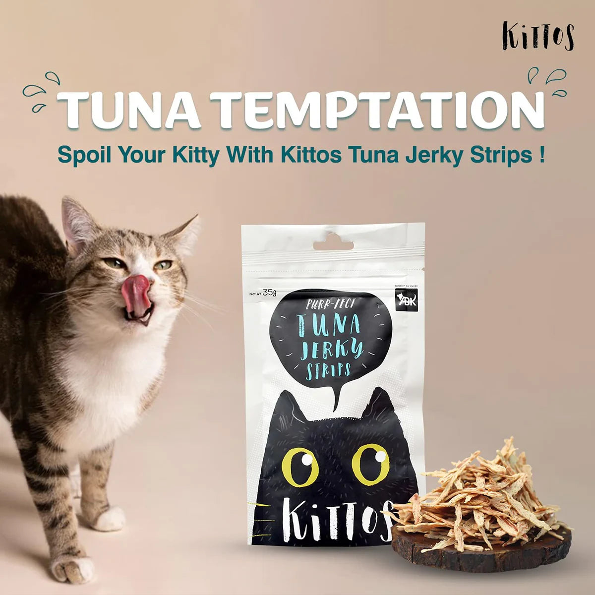 Kittos Tuna Jerky Strips Cat Meaty Treat  35gm - Zigly
