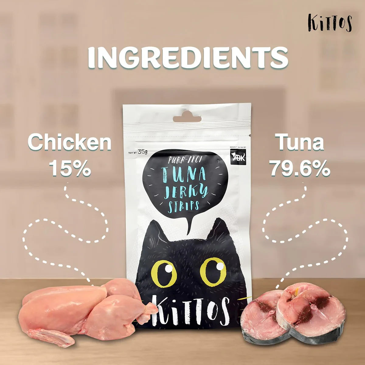 Kittos Tuna Jerky Strips Cat Meaty Treat  35gm - Zigly