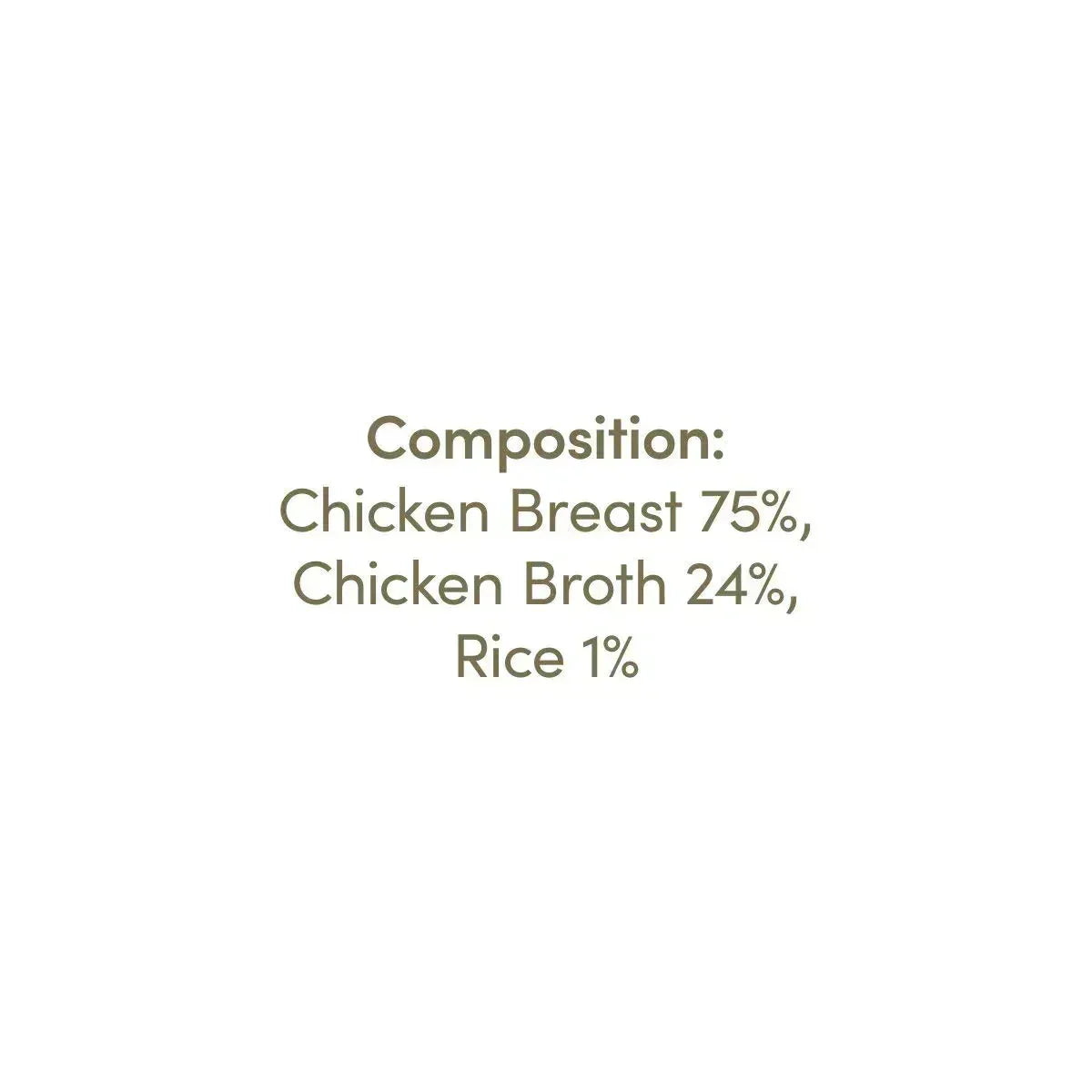 Zigly chicken breast pet food ingredients composition with chicken broth and rice