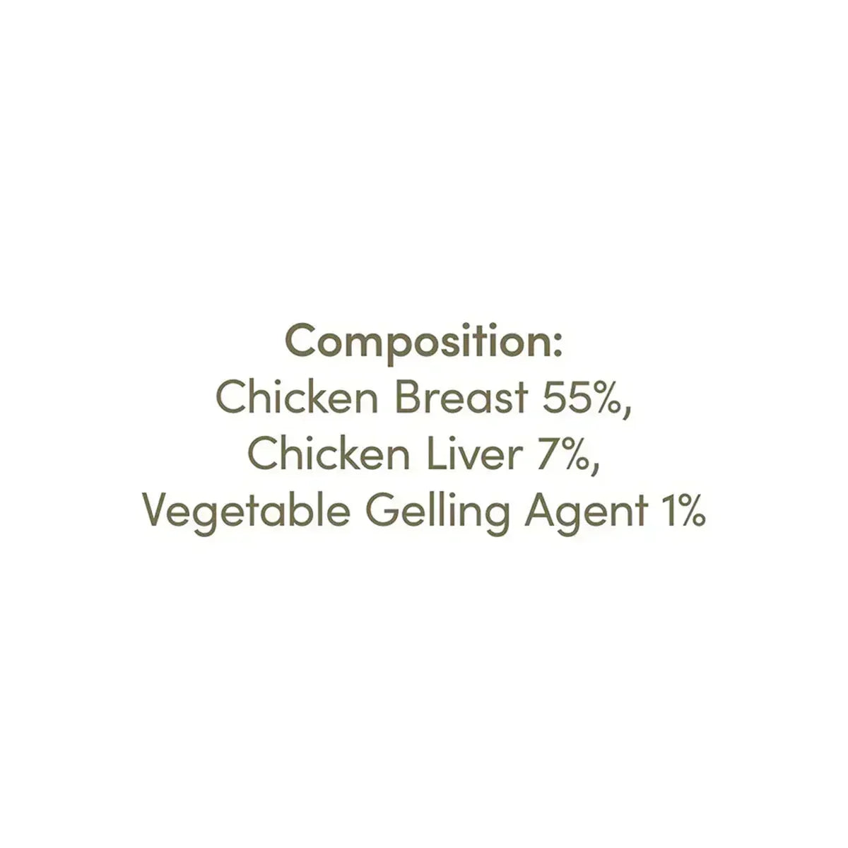 Zigly pet food composition label with chicken breast, chicken liver, vegetable gelling agent