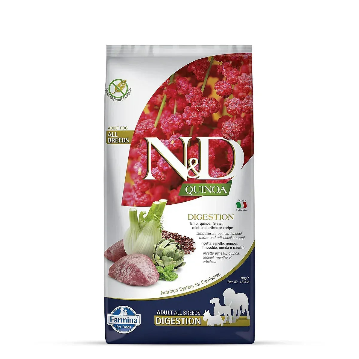 Farmina N&D Grain Free Quinoa Digestion (Lamb, Fennel & Mint) Dry Dog Food - All Breeds Adult - Zigly