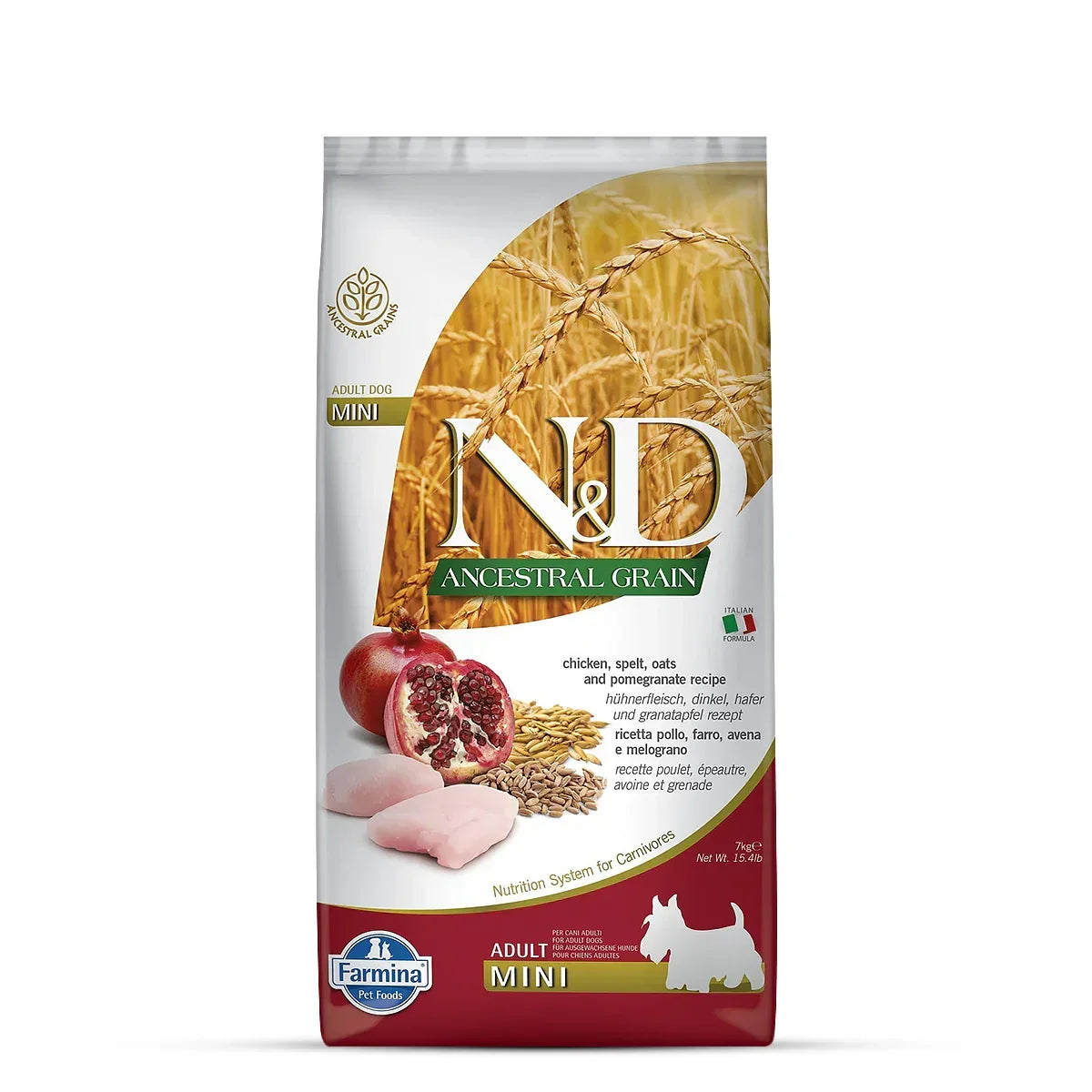 Farmina N&D Ancestral Grain Chicken & Pomegranate Mini Breed Adult - Dry Dog Food - Zigly