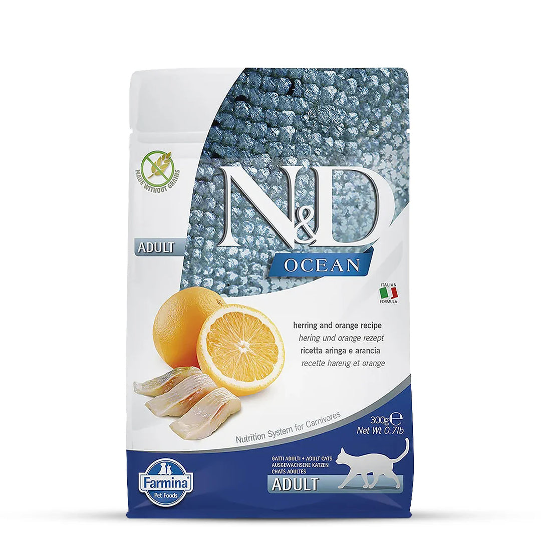 Farmina N&D Grain Free Ocean Herring & Orange Adult Dry Cat Food - All Breeds - Zigly