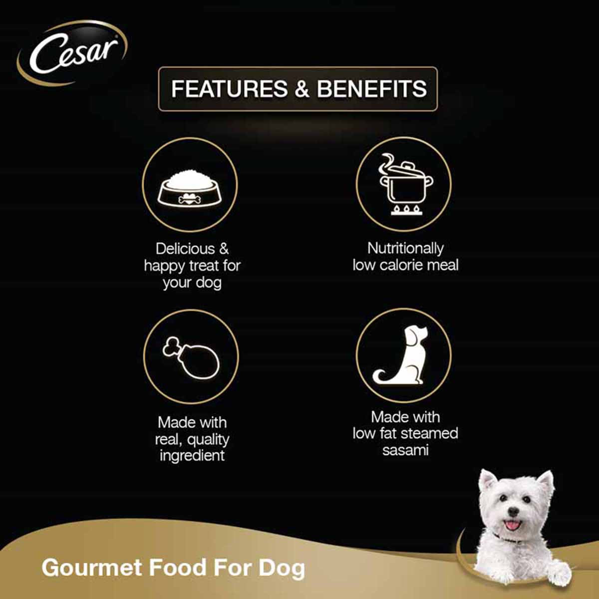 Cesar Premium Sasami & Vegetables (Gourmet meal) Wet Dog Food - All Breed Adult - 70g - Zigly