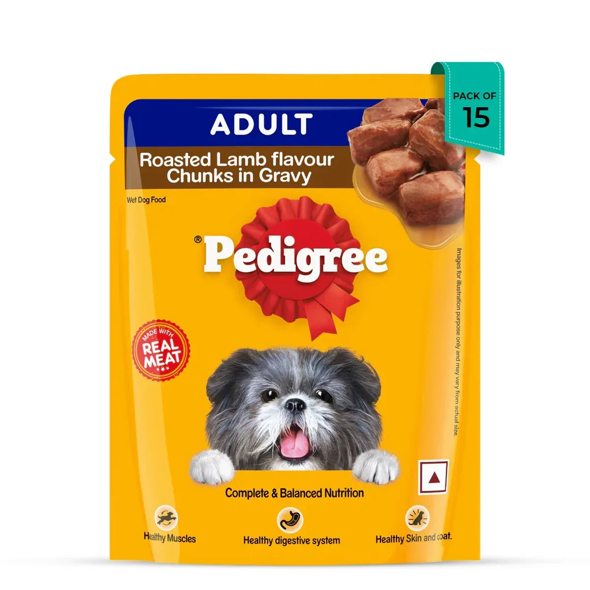 Pedigree Adult, Wet Dog Food, Roasted Lamb Flavor Chunks in Gravy - 70g - Zigly