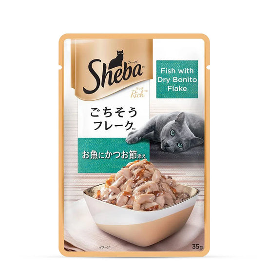 Sheba Rich Fish with Dry Bonito Flake Premium Wet Cat Food - All Breed Adult - 35g - Zigly