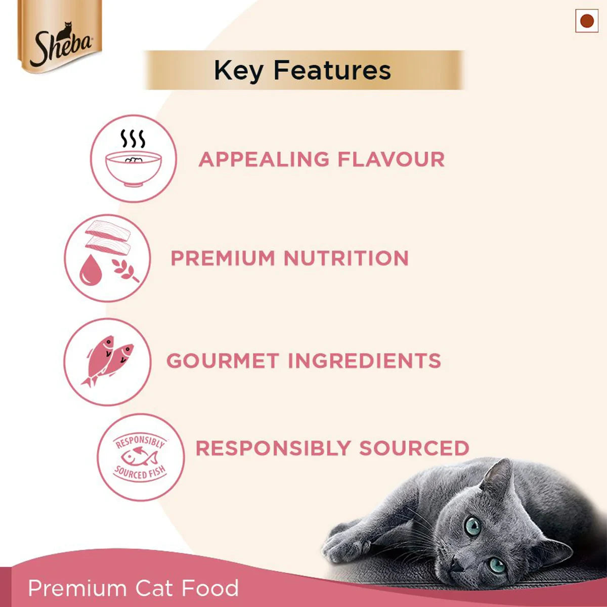 Sheba Rich Fish Mix (Skipjack & Salmon) Premium Wet Cat Food - All Breed Adult - 35g - Zigly