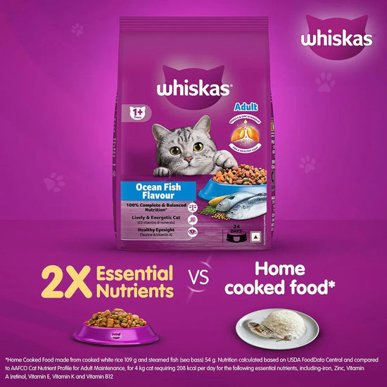 Whiskas Ocean Fish Flavour Dry Cat Food - All Breed Adult (+1 year) - Zigly