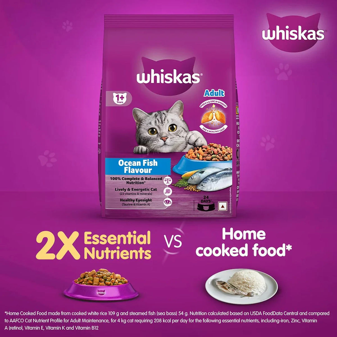 Whiskas Ocean Fish Flavour Dry Cat Food - All Breed Adult (+1 year) - Zigly