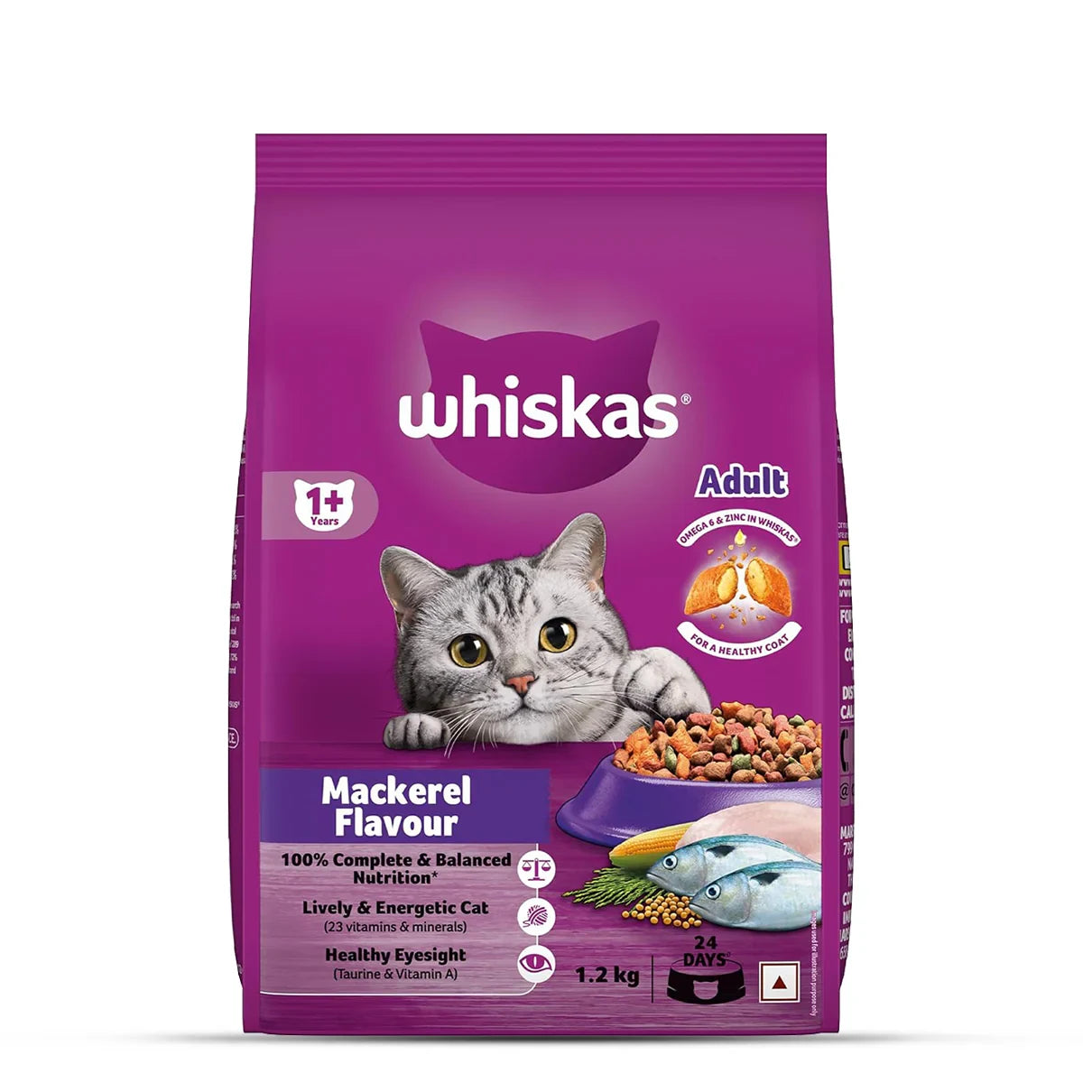 Whiskas Mackerel Dry Cat Food - All Breeds Adult (1+ year) - Zigly