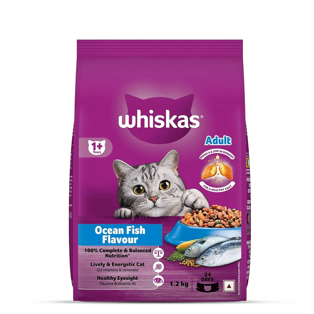 Whiskas Ocean Fish Flavour Dry Cat Food - All Breed Adult (+1 year) - Zigly