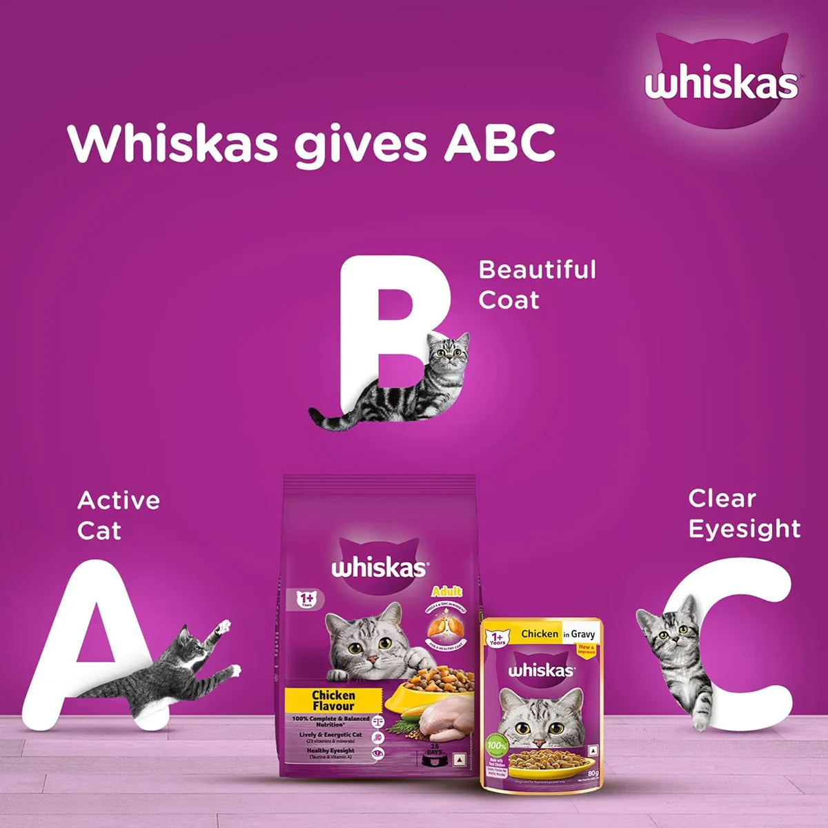 Whiskas Chicken Dry Cat Food - All Breed Adult (+1 year) - Zigly