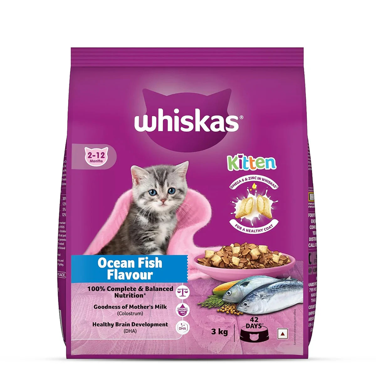 Whiskas Ocean Fish Dry Cat Food - All Breed Kitten (2-12 months) - Zigly