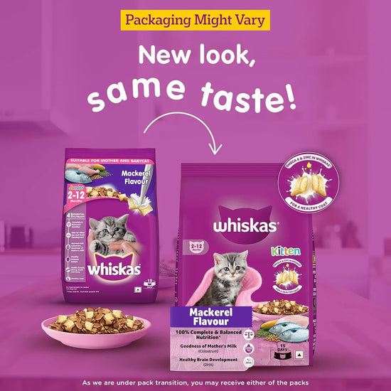 Whiskas Mackerel Dry Cat Food - All Breed Kitten (2-12 months) - Zigly
